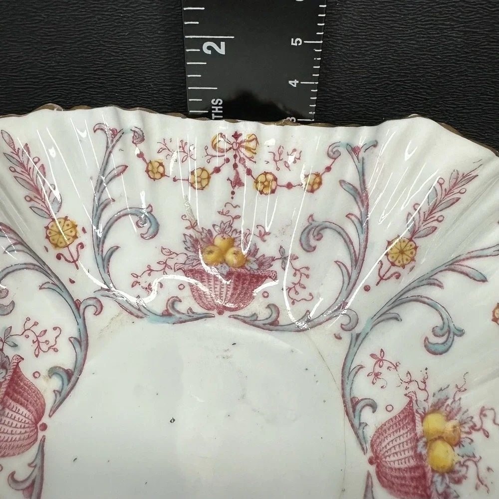 WM Adderley WAA & Co Porcelain Florette‎ Depose Victorian Antique Red White Dish